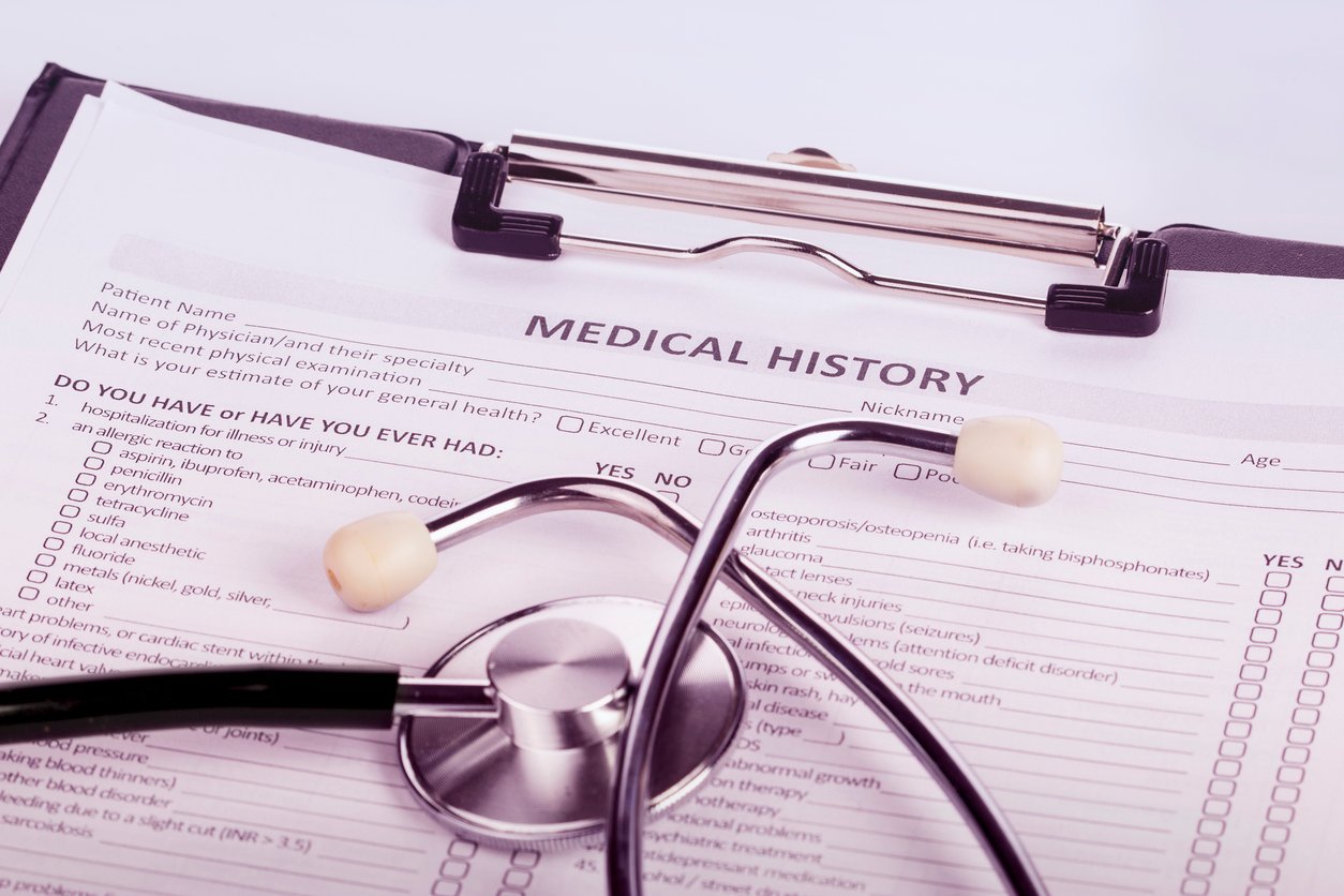 patient medical history on paper